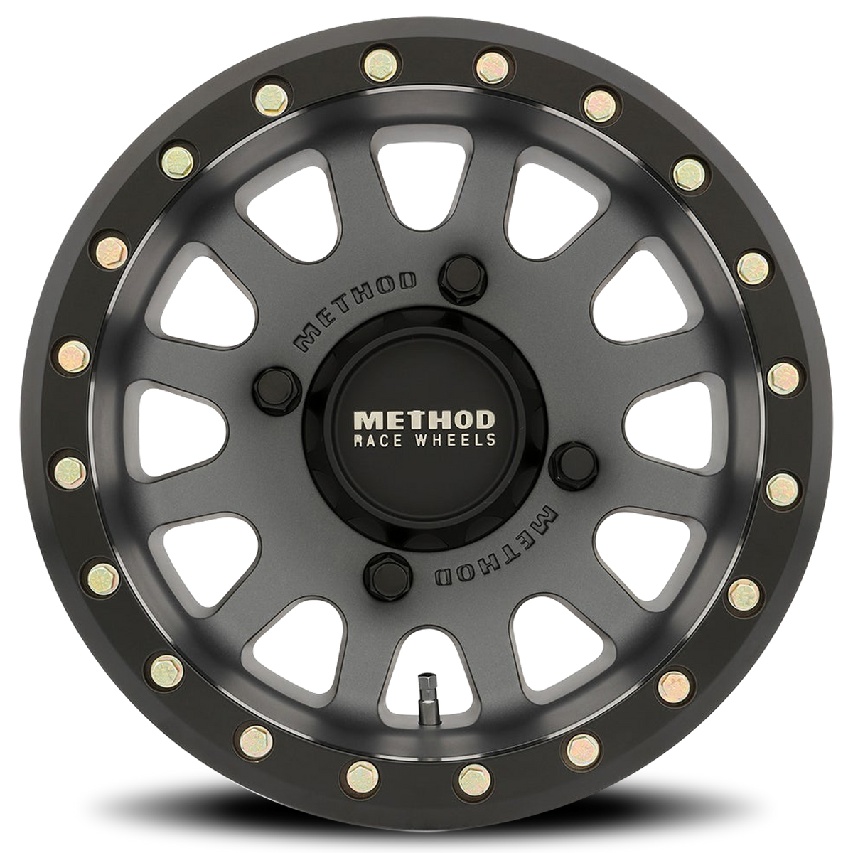 Aluminum Wheels 15x7 MR401 Beadlock UTV Bolt Pattern 4 On 156 Offset 38 Lip Size 0.79 Titanium GY Matte Black Ring Method