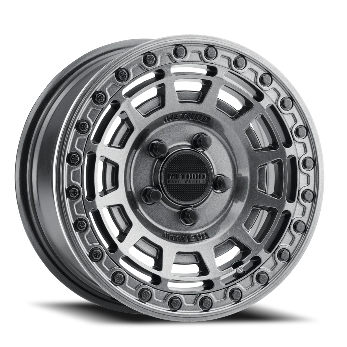 Aluminum Wheels 15x7 MR415 Beadlock UTV Bolt Pattern 5 On 114.3 Offset 38 Lip Size 0 Graphite GY Gloss Graphite Ring Method