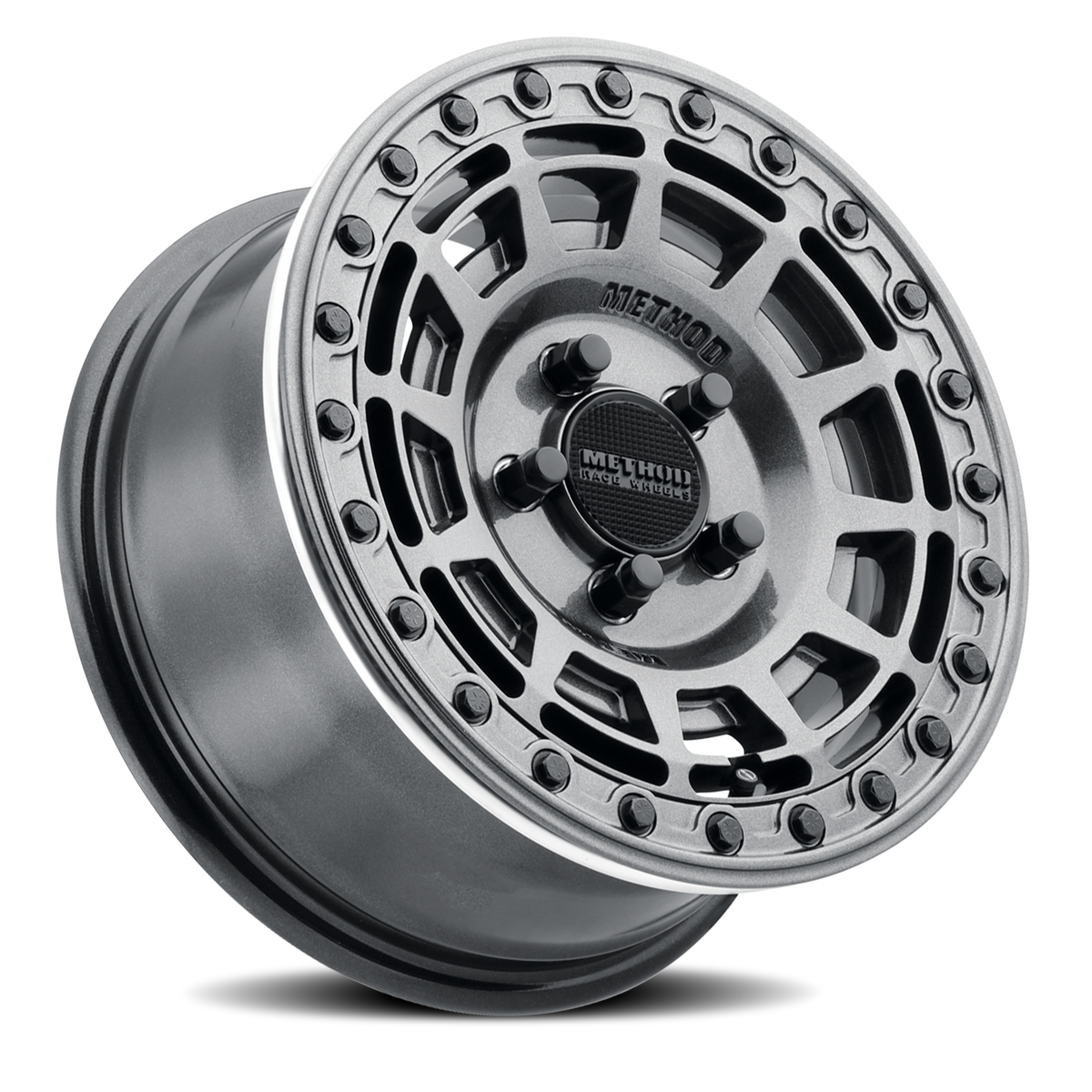 Aluminum Wheels 15x7 MR415 Beadlock UTV Bolt Pattern 5 On 114.3 Offset 38 Lip Size 0 Graphite GY Gloss Graphite Ring Method