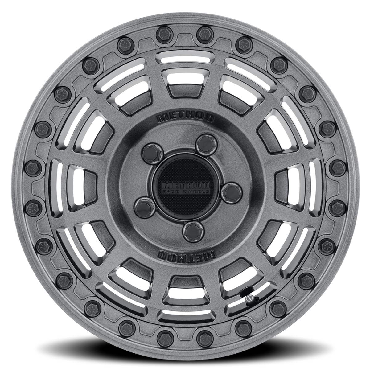 Aluminum Wheels 15x7 MR415 Beadlock UTV Bolt Pattern 5 On 114.3 Offset 38 Lip Size 0 Graphite GY Gloss Graphite Ring Method
