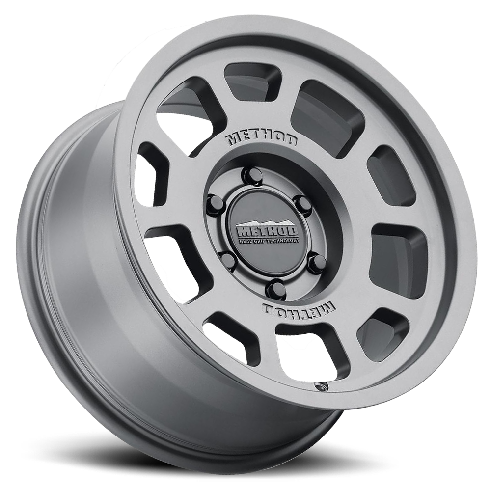 Aluminum Wheels 17x8.5 Bead Grip MR705 Bolt Pattern 6 On 139.7 Offset 0 Lip Size 1.22 Titanium SL Method