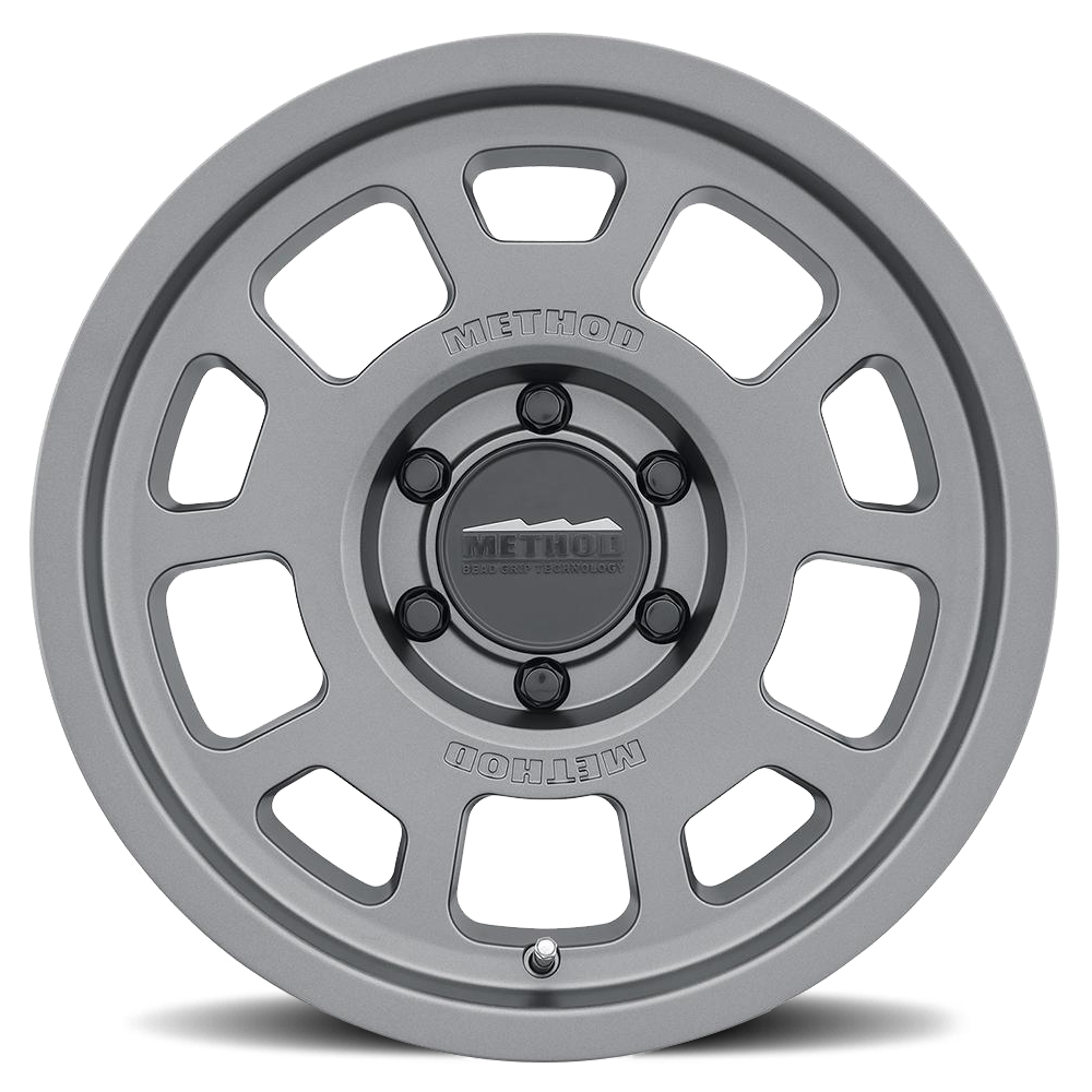 Aluminum Wheels 17x8.5 Bead Grip MR705 Bolt Pattern 6 On 139.7 Offset 0 Lip Size 1.22 Titanium SL Method