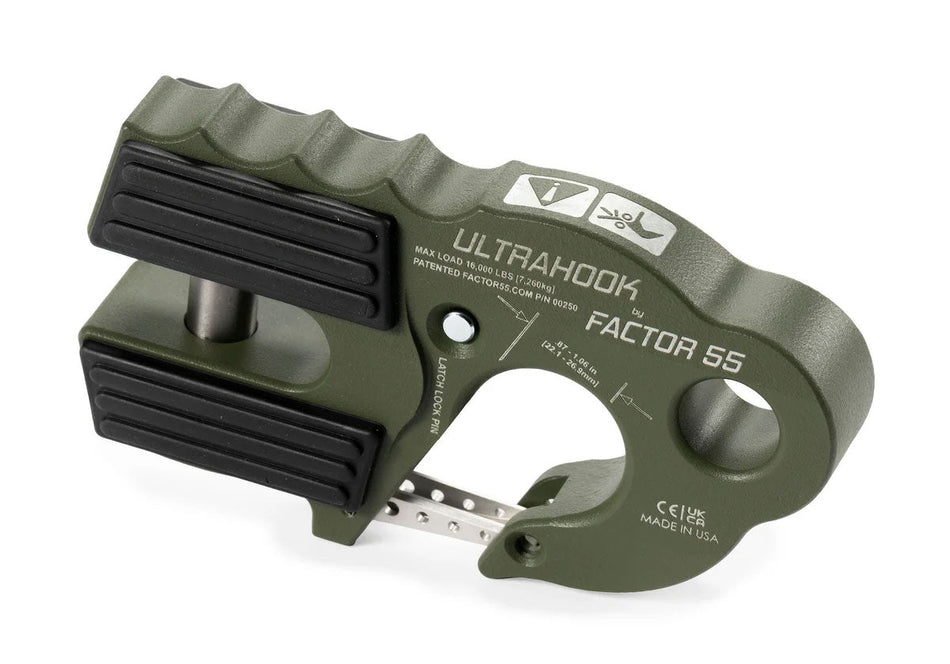 Factor 55 Ultrahook Winch Hook Shackle Mount   Green