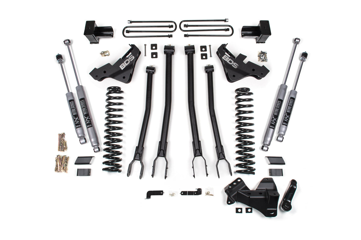 23-25 Ford F-450 4WD 4 Inch 4-Link Suspension Lift Kit, 3.5 Inch Rear, Block - Fox 2.5 Performance Elite Series Shocks...