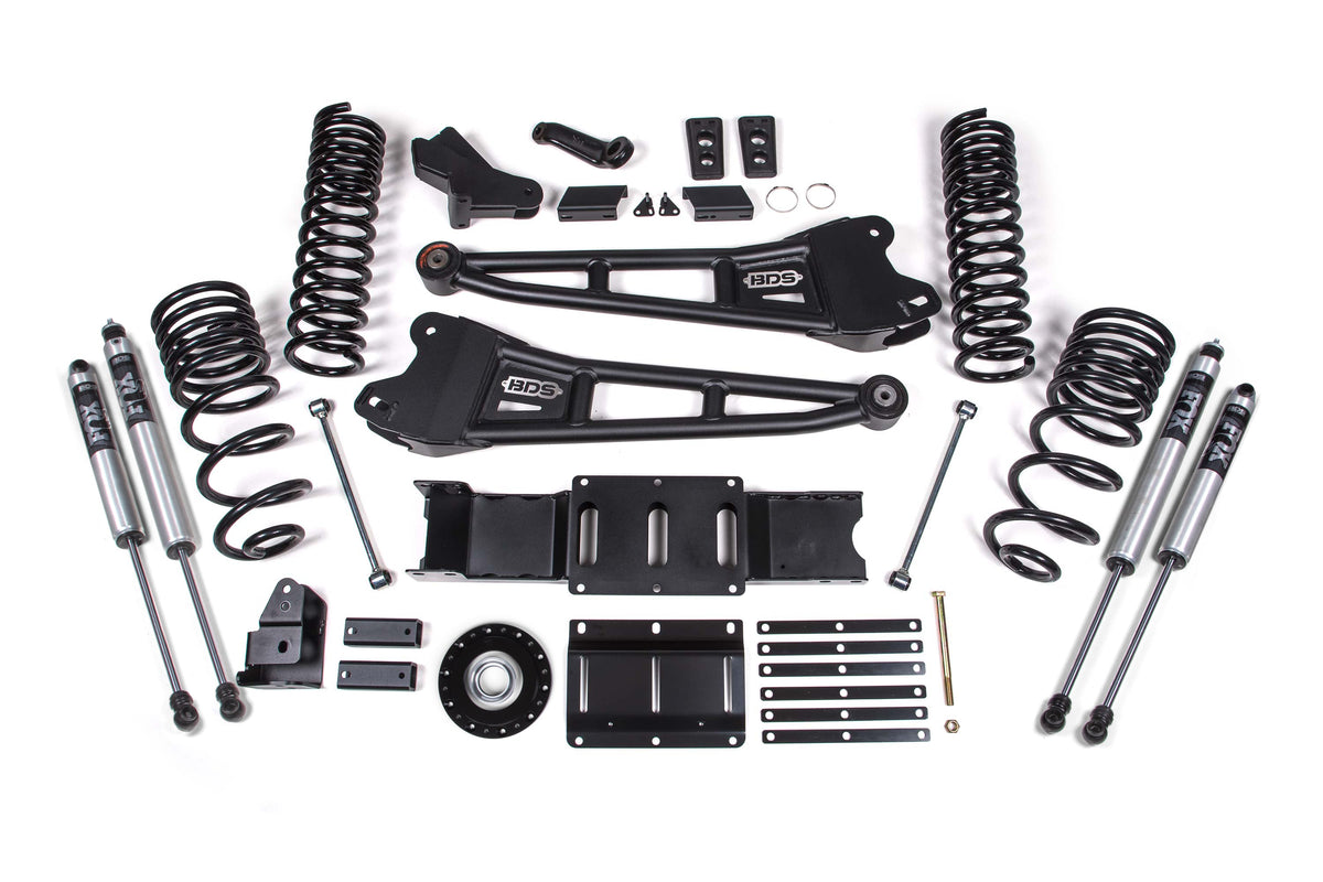 2025 Ram 2500 4WD (Diesel) 4 Inch Radius Arm Suspension Lift Kit W/ Indexing Ring, 2.5 Inch Rear Lift, Coil Spring - Fox...