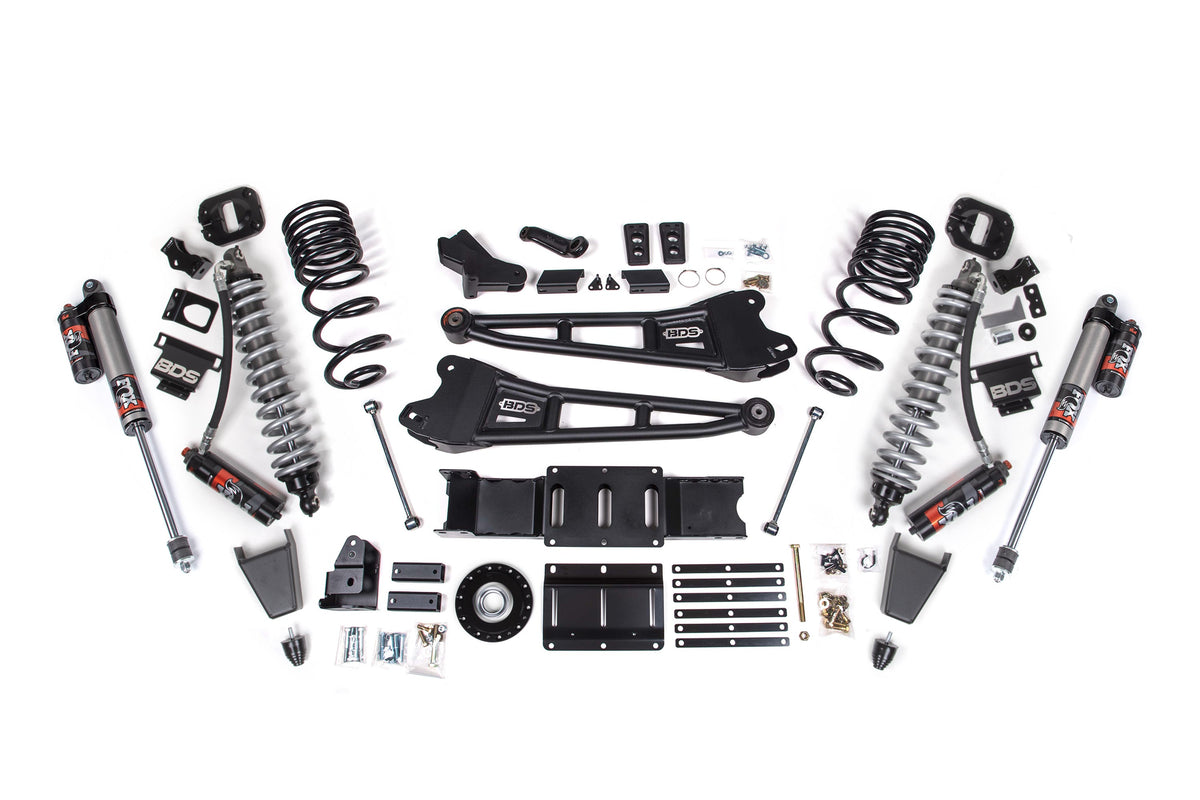2025 Ram 2500 4WD (Diesel) 4 Inch Radius Arm Suspension Lift Kit W/ Indexing Ring, 2.5 Inch Rear Lift, Coil Spring - Fox...