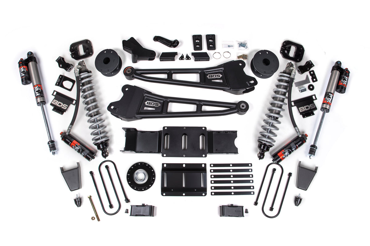 25-26 Ram 3500 (Diesel) 4 Inch Radius Arm Suspension Lift Kit W/ Indexing Ring, 2 Inch Rear Lift w/ Overload, Block - Fox...