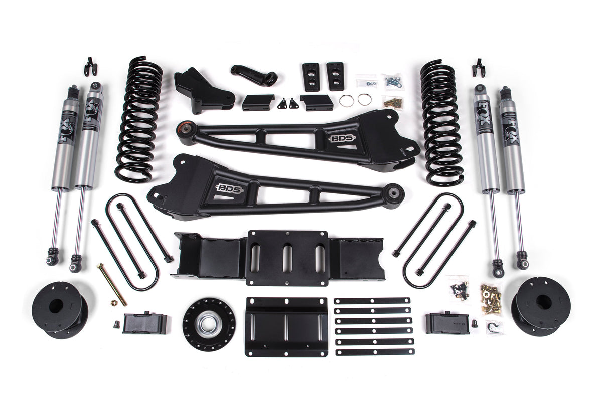 25-26 Ram 3500 (Diesel) 4 Inch Radius Arm Suspension Lift Kit W/ Indexing Ring, 2 Inch Rear Lift, Block W/ Overload - Fox...