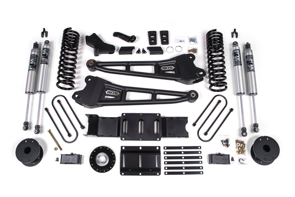 25-26 Ram 3500 (Diesel) 4 Inch Radius Arm Suspension Lift Kit W/ Indexing Ring, 2 Inch Rear Lift, Block W/ Overload - Fox...