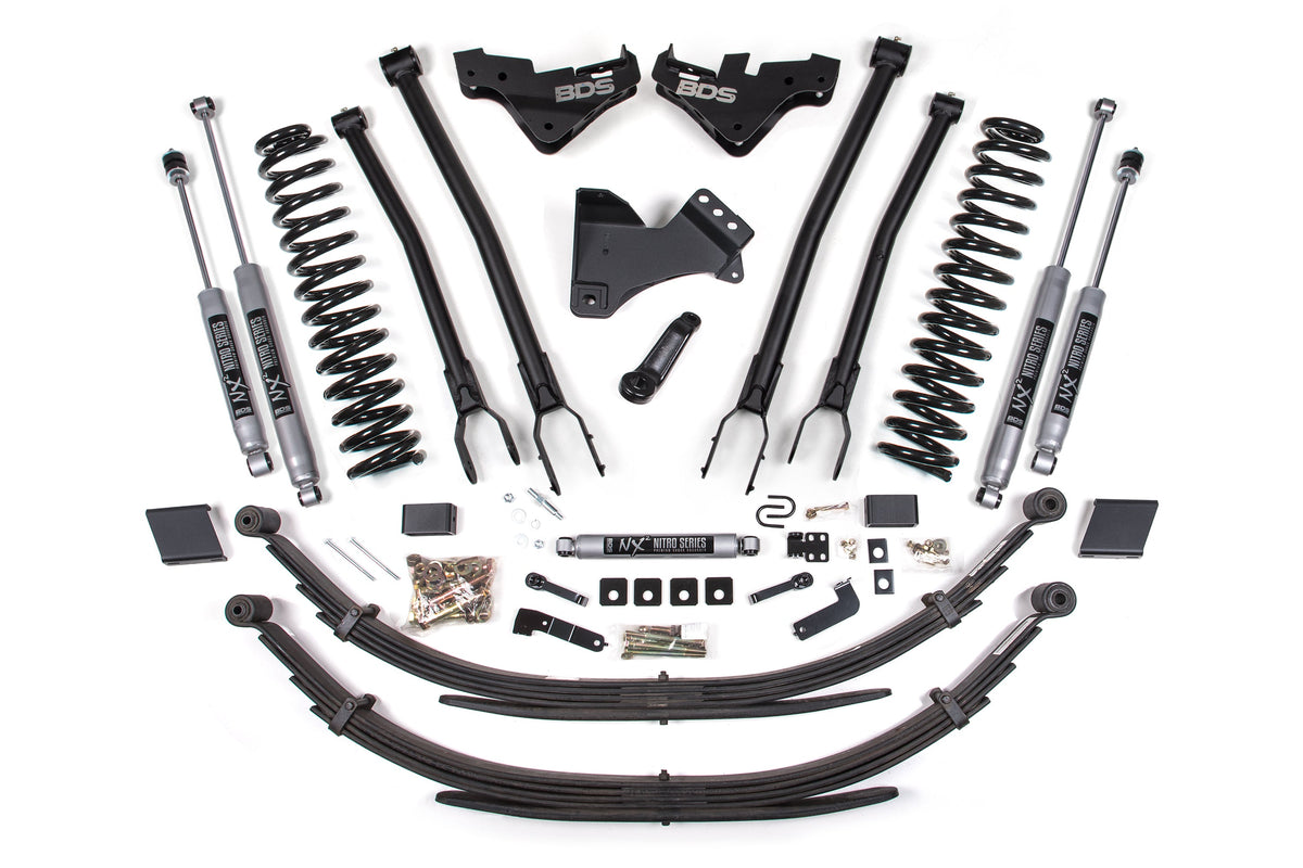 23-26 Ford F-250/F-350 4WD 5 Inch 4-Link Suspension Lift Kit, 3 Inch Rear, Block (W/O Overload), Gas - Fox 2.5 IFP...