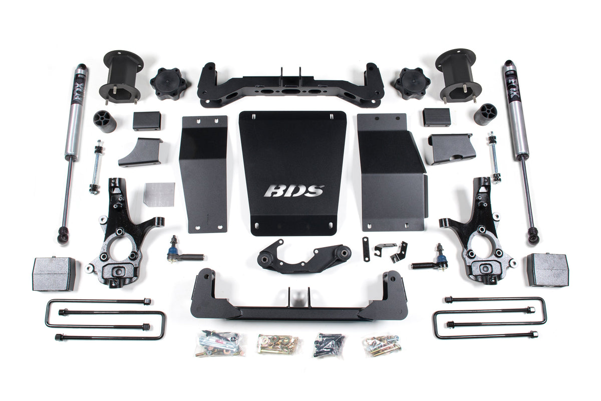 14-18 Chevrolet Silverado 1500 - GMC Sierra 1500 4WD 6.5 Inch Suspension Lift Kit (Cast Steel), 4 Inch Rear Lift, Block,...