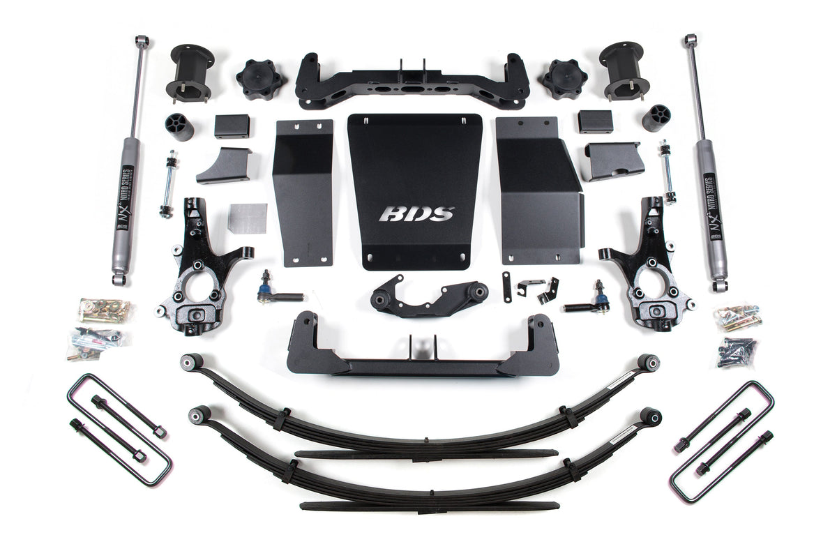 14-18 Chevrolet Silverado 1500 - GMC Sierra 1500 4WD 6.5 Inch Suspension Lift Kit (Cast Steel), 4 Inch Rear Lift, Leaf...