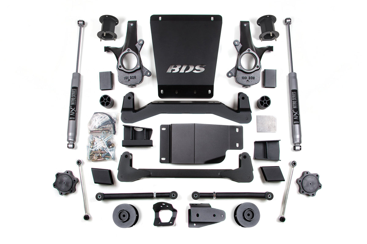 07-14 Chevrolet SUV - GMC SUV 4WD 4.5 Inch Suspension Lift Kit, 2 Inch Rear Lift, Spacer, NX2 Nitro Series Shocks - BDS...