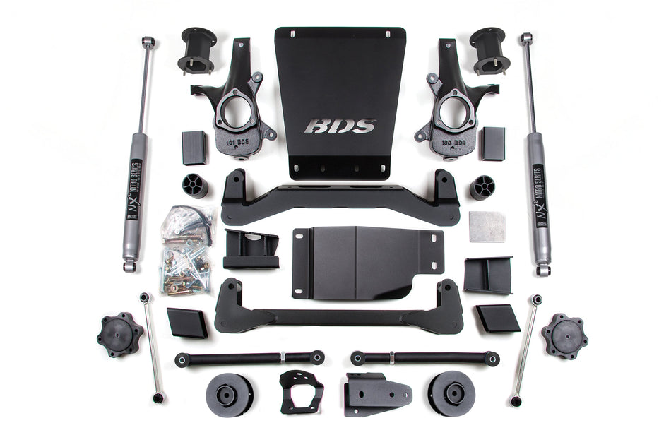 07-14 Chevrolet SUV - GMC SUV 4WD 4.5 Inch Suspension Lift Kit, 2 Inch Rear Lift, Spacer, NX2 Nitro Series Shocks - BDS...