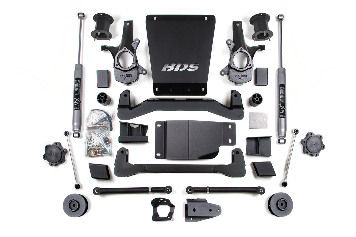 07-14 Chevrolet SUV - GMC SUV 4WD 4.5 Inch Suspension Lift Kit, 3 Inch Rear Lift, Spacer, NX2 Nitro Series Shocks - BDS...