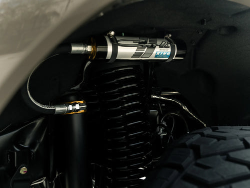 Close-up of the Carli Suspension coilover shock with King off-road racing internals