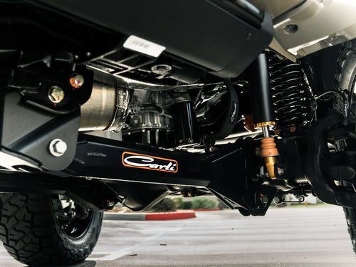 Carli Suspension lift system on the front axle, underside view