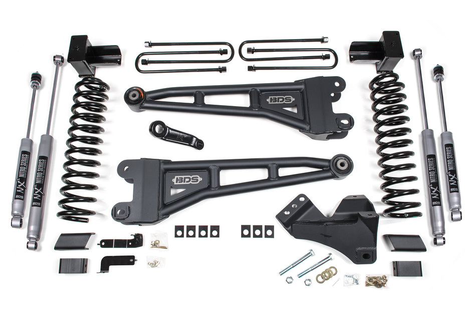20-22 Ford F-450 4WD 4 Inch Radius Arm Suspension Lift Kit, 3.5 Inch Rear, Block - Fox 2.5 Performance Elite Series...
