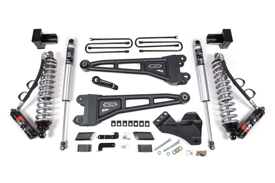 20-22 Ford F-450 4WD 4 Inch Radius Arm Suspension Lift Kit, 3.5 Inch Rear, Block - Fox 2.5 Performance Elite Series C/O...