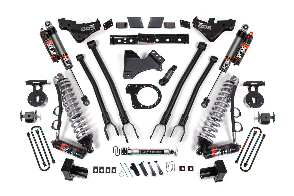 7 Inch Lift Kit w/ 4-Link | FOX 2.5 Performance Elite Coilover Conversion | Ford F250/F350 Super Duty (23-26) 4WD |...