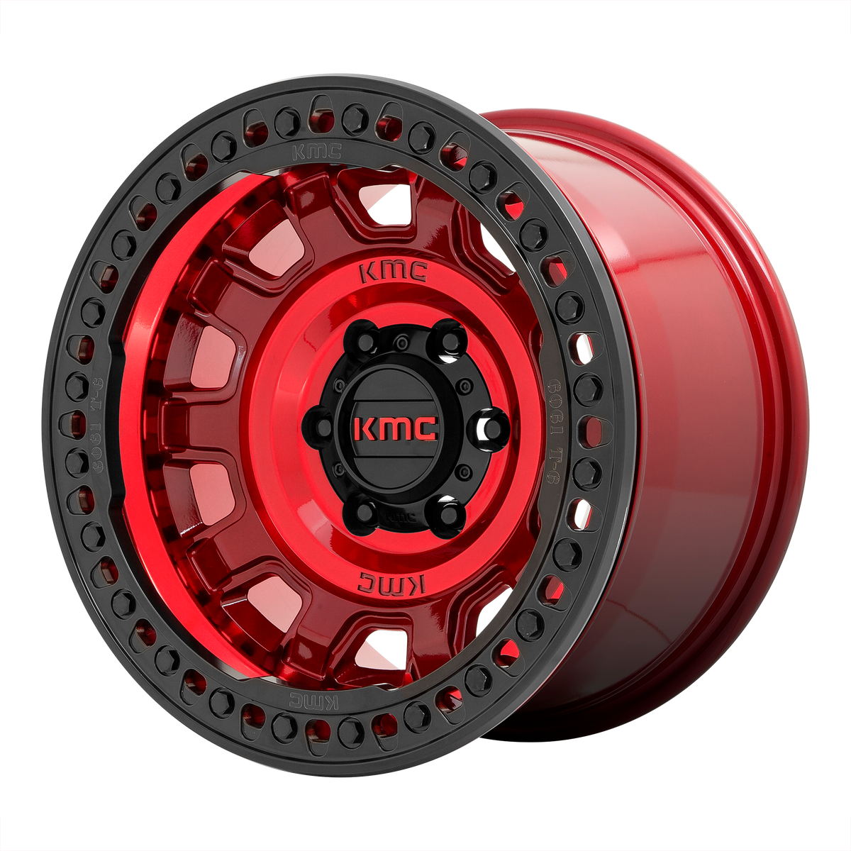 KMC Tank Beadlock 17x9 Candy Red wheel