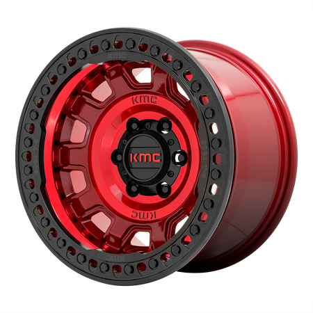 KMC Tank Beadlock 17x9 Candy Red wheel
