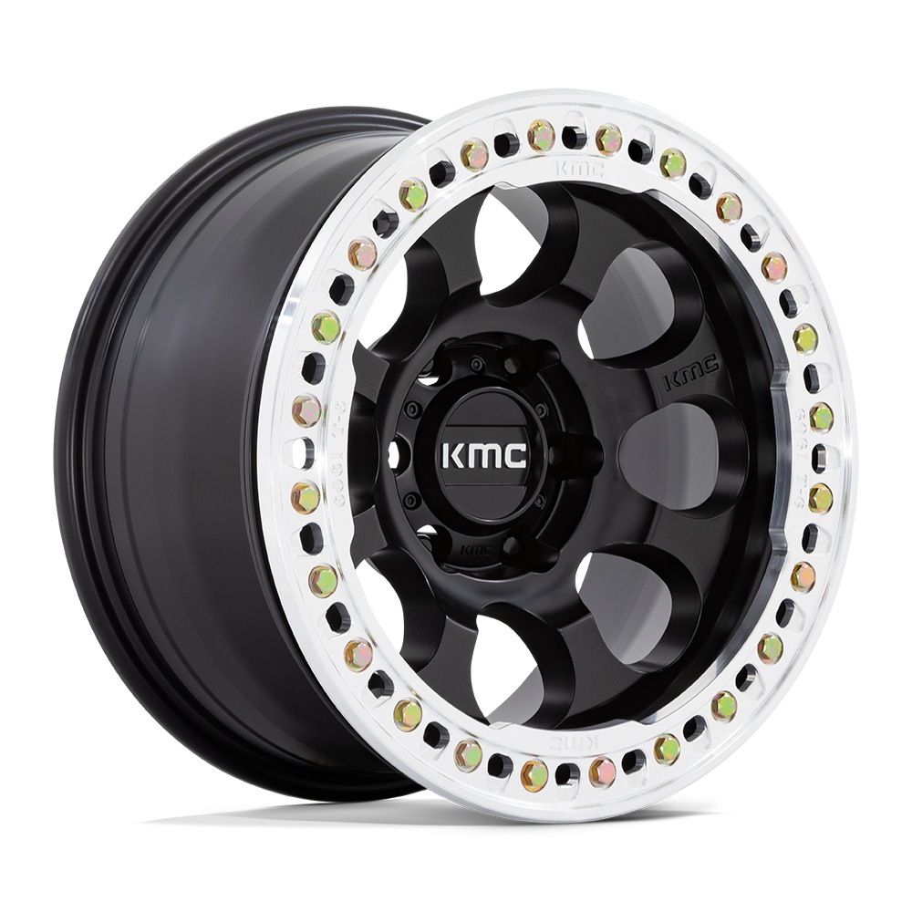 KMC Riot Beadlock 17x9 Satin Black W/ Machined Ring wheel