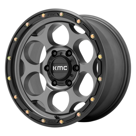 KMC Dirty Harry 17x8.5 Satin Gray W/ Black Lip wheel