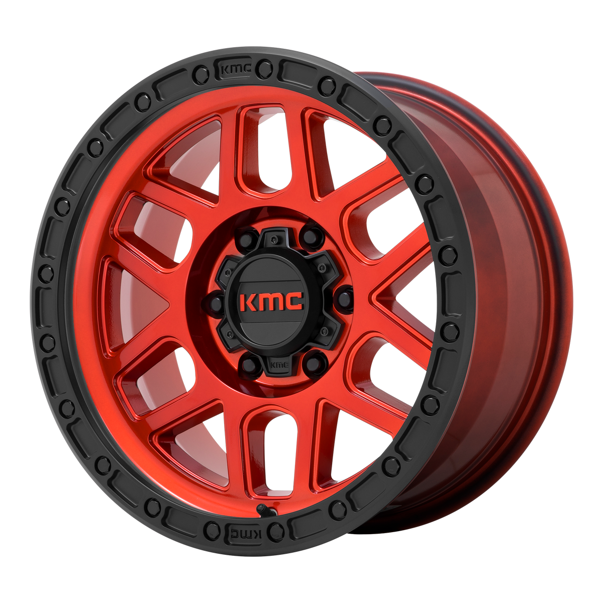 KMC Mesa 18x9 Candy Red W/ Black Lip wheel