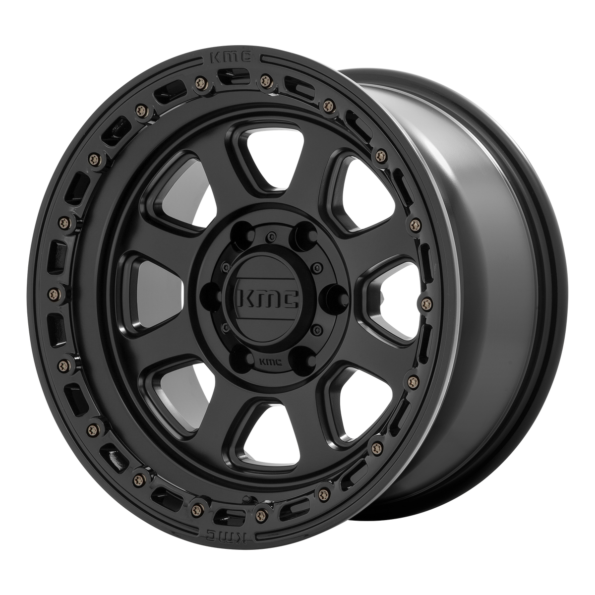 KMC Chase 20x9 Satin Black W/ Gloss Black Lip wheel