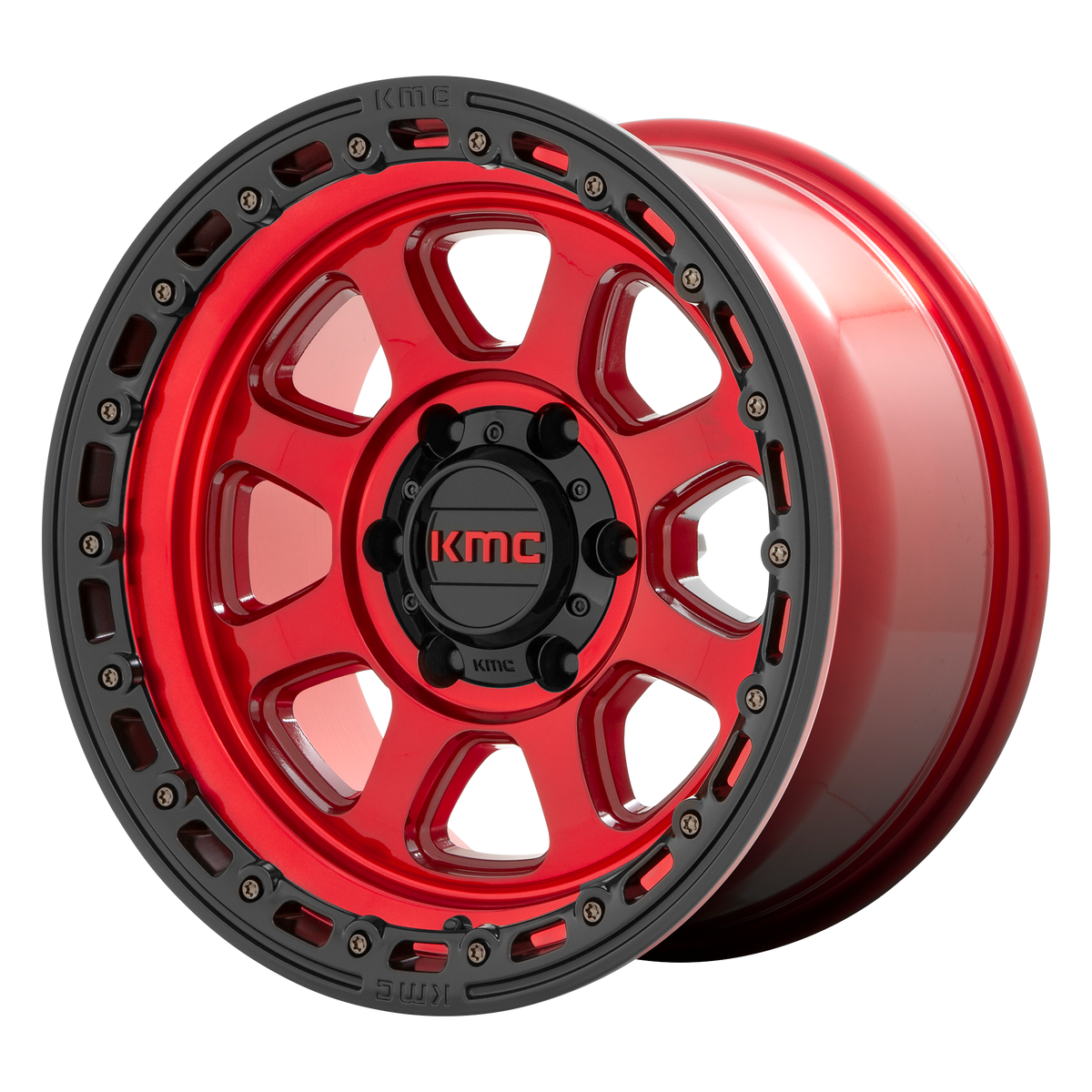KMC Chase 20x9 Candy Red W/ Black Lip wheel