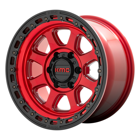 KMC Chase 20x9 Candy Red W/ Black Lip wheel