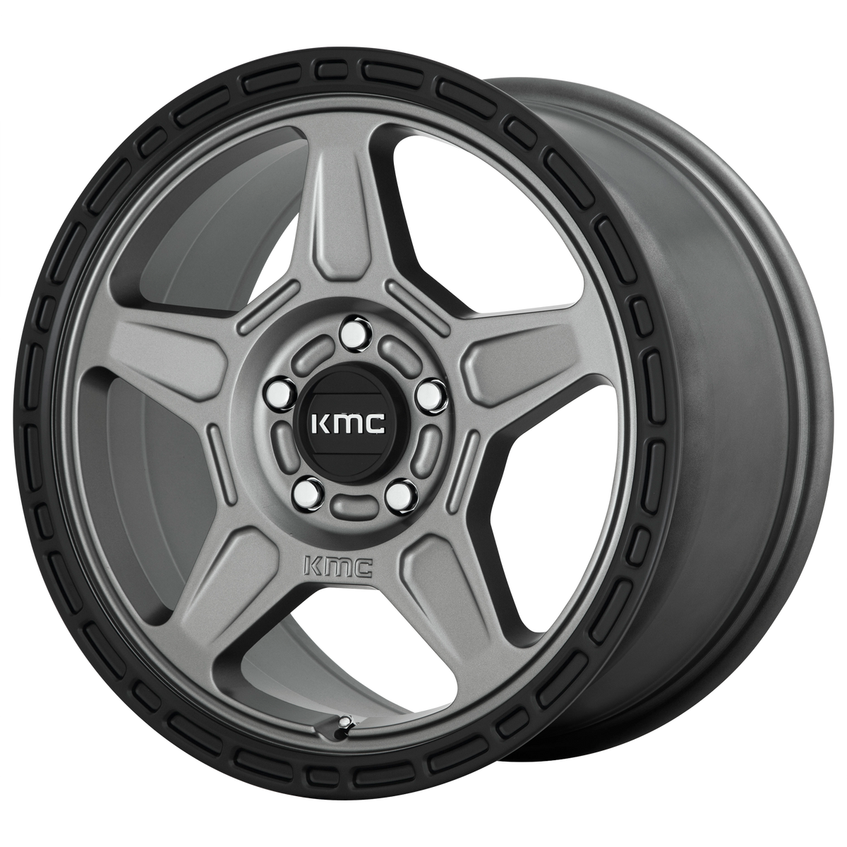 KMC Alpine 16x7 Satin Gray W/ Black Lip wheel