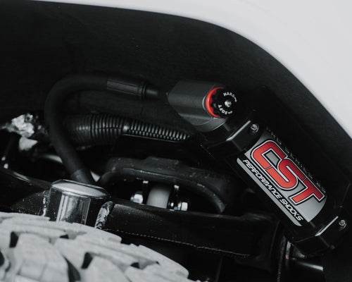 Rear shock and spring on a lifted Jeep Wrangler Rubicon