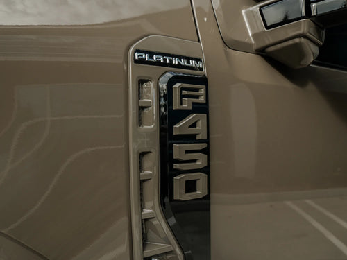 Close-up of the F-450 Platinum door badge